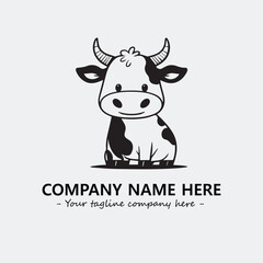 Cow illustration black and white for logo company vector image
