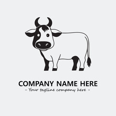 Cow illustration black and white for logo company vector image

