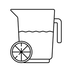 Juice Pitcher Outline style orange juice in a pitcher with slice accent ideal for breakfast diet and wellness content