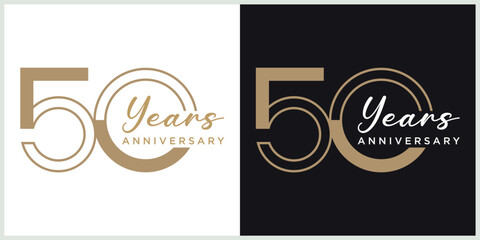 anniversary 50th logotype vector with brown and white color for special celebration day