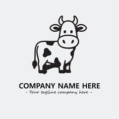 Cow illustration black and white for logo company vector image
