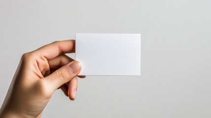 Obraz premium Hand Holding Blank White Business Card Mockup