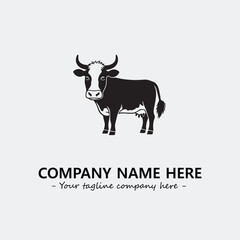 Cow illustration black and white for logo company vector image
