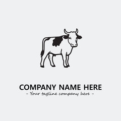 Cow illustration black and white for logo company vector image
