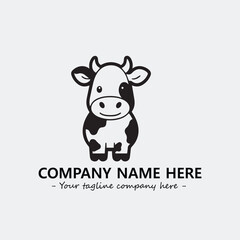 Cow illustration black and white for logo company vector image
