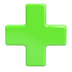 Obraz premium Shiny 3D green plus icon on white background