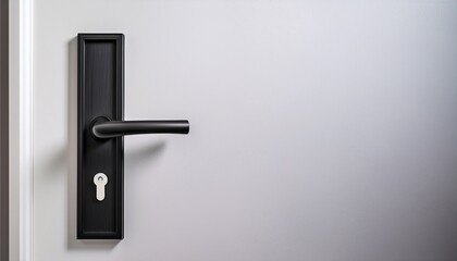 black door handle on white background