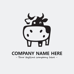 Cow illustration black and white for logo company vector image

