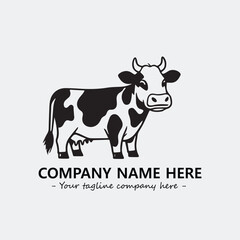Cow illustration black and white for logo company vector image
