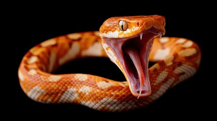 Obraz premium An orange colored snake with its mouth wide open facing forward