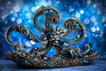 Intricate, jewel-encrusted kraken-inspired tiara.