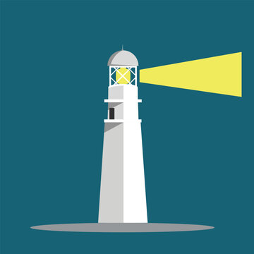 Vector illustration of a lighthouse by the sea, perfect for maritime, coastal, or navigation-themed designs. Colorful flat style ideal for posters, websites, or infographics.

