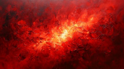 Red Abstract Painting with Dynamic Energy and Intense Light