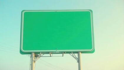 Obraz premium Empty green road sign on metal pole, isolated , clear, blank, mockup