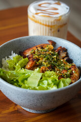 Thai chicken dish, captured on April 16, 2025. Flavorful and aromatic, made with tender chicken, herbs, and spices, offering a bold and savory taste of Thai cuisine