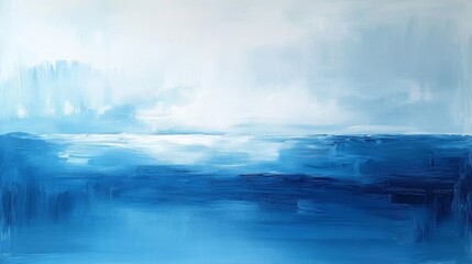 Naklejka premium Abstract Blue Ocean Landscape Painting