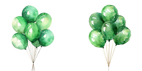 green balloon bouquet watercolor vector illustration © Dar