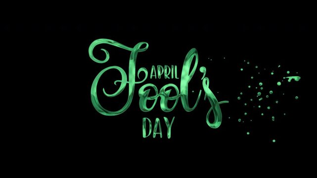 Animated Golden April Fools Day text on transparent background. Perfect for social media posts, web banners, and prank related designs.