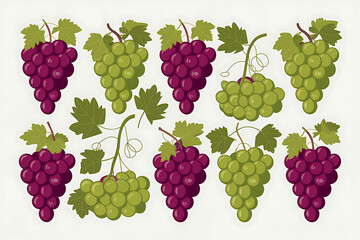 Fototapeta premium Bunch of grapes with green leaves