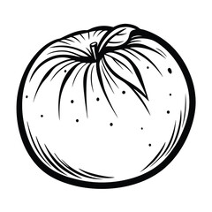 Apple Fruit Outline with Leaf, Black and White Simple Elegant Design, Isolated Style