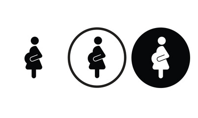 Pregnant icon black outline logo for web site design 
and mobile dark mode apps 
Vector illustration on a white background