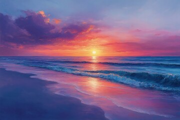 Fototapeta premium Peaceful sunset beach scene