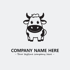 Cow illustration black and white for logo company vector image

