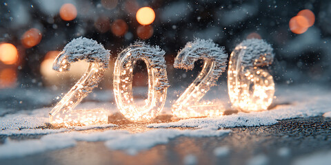 Digital Holiday Card with Glowing 2026 Elements Wallpaper Background for Seasonal Greetings, Festive Marketing, or New Year Promotions