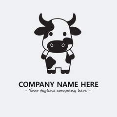 Cow illustration black and white for logo company vector image
