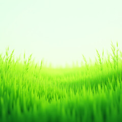 Lush green meadow, outdoor 3D illustration, vibrant summer field, natural landscape