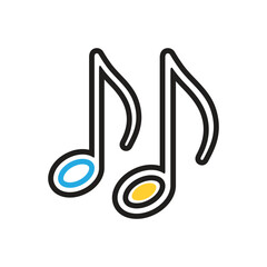 Multi color icon for music note