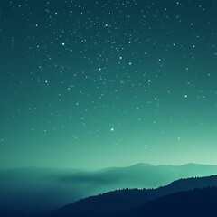 Naklejka premium A serene starry night sky over rolling mountains and trees