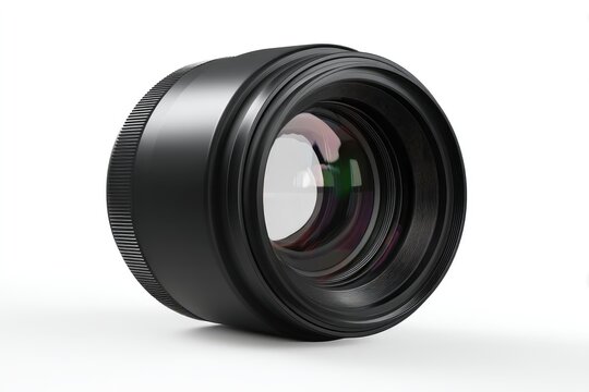 Close-up view of a modern camera lens.