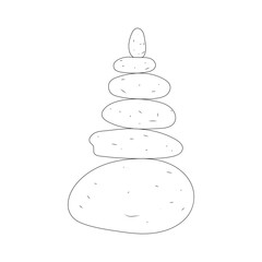 Balancing pebbles line drawing. rock balancing. balance stone simple line art. meditation pebble poster. stones pyramid icon. vector Illustration