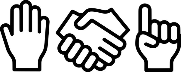 Outline Illustrations Hands Handshake Counting Vector Simple Icons Teamwork Success