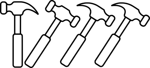 Hammer Line Art Construction Tool Outline Clipart Black And White