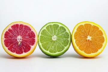 Vibrant citrus slices in a row