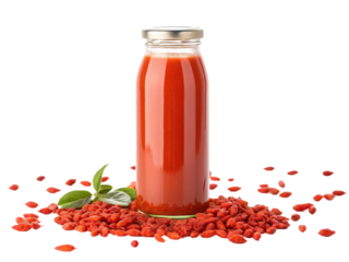 Goji Berry Juice with goji berry isolated on white background. Suitable for marketing or business purposes. PNG file