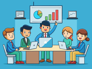 Teamwork, Collaboration, and Business Meeting Illustrative Vector Graphic