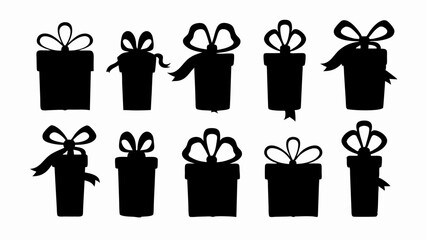 set of gifts silhouette vector on white background
