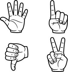 Obraz premium Hand Gestures Showing Number Counts And Signals Vector Illustration Graphic Design
