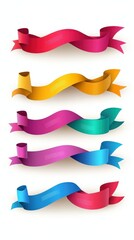 Obraz premium A vibrant collection of assorted ribbons in various colors, including red, blue, green, yellow, and pink, neatly arranged in a fan shape, showcasing their silky texture and shiny finishes.
