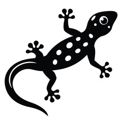 A vector silhouette of a gecko climbing a wall, its toes gripping