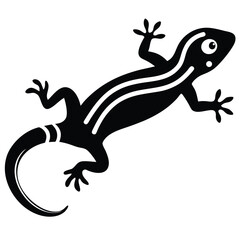 A vector silhouette of a gecko climbing a wall, its toes gripping