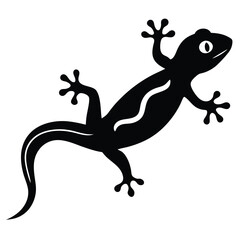 A vector silhouette of a gecko climbing a wall, its toes gripping
