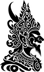 sketch vector illustration silhouette design icon logo symbol mascot warrior mythology classic vintage devil knight wayang ethnic traditional vintage  