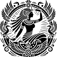 sketch vector illustration silhouette design icon logo symbol mascot painting god goddess mythology classic vintage ancient egypt  