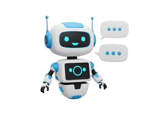 Fototapeta premium Cute robot chatbot 3d illustration isolated on white background