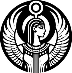 sketch vector illustration silhouette design icon logo symbol mascot painting god goddess mythology classic vintage beauty queen ancient egypt  