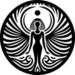 sketch vector illustration silhouette design icon logo symbol mascot painting god goddess mythology classic vintage beauty queen ancient egypt desert 